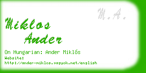 miklos ander business card
